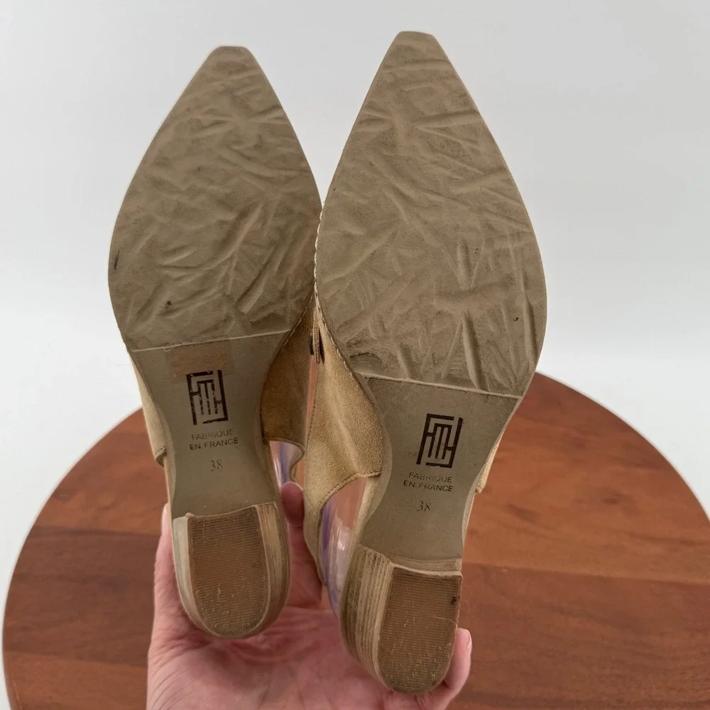 Sundance Tan‎ Suede Pointed Toe Slingback Heels  Size EU 38/Women 7.5-8 France